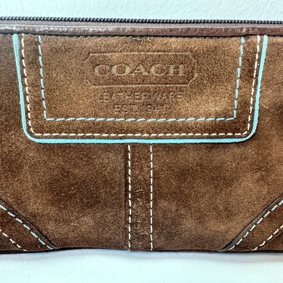 Coach Suede Leatherware Brown Wristlet - Picture 3 of 6